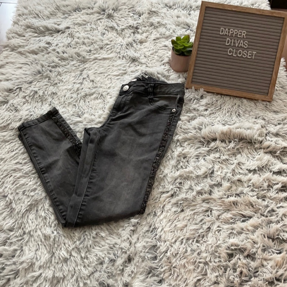 Black Washed Jeans with Sparkle strip